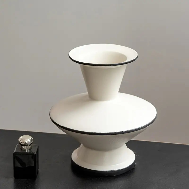 Elegant White Ceramic Vase - Modern Farmhouse Home Decor with Smooth interior