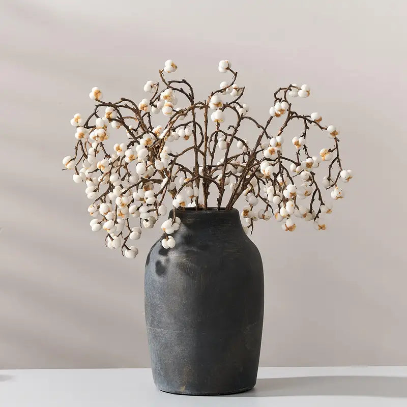 Vintage Bronze Ceramic Vase, 7.2 Inch Boho Farmhouse Flower Vase for Home Decor